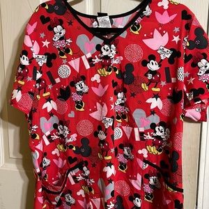 Red Mickey Mouse scrub top